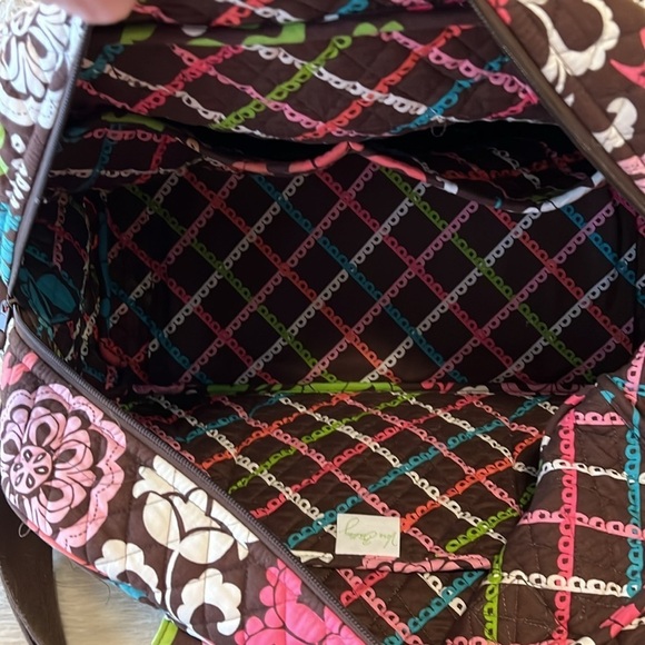 VERA BRADLEY Lola Weekender Trolly Sleeve Travel Bag Carry On Brown Orange 2012 - Picture 12 of 14